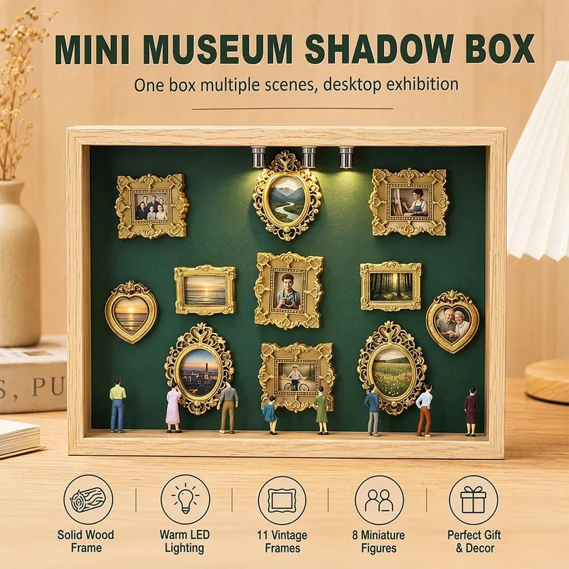 DIY Mini Museum Silhouette Box,Neu Kreatives Erinnerungsdisplay Kit,Minis Vintage Bilderrahmen Mit G