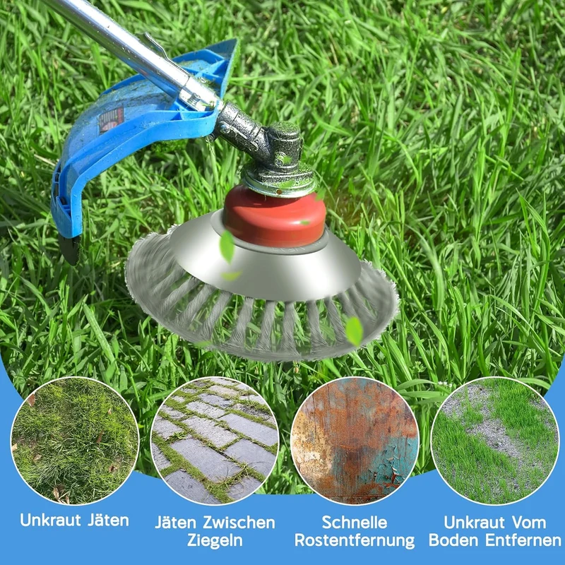 Unkrautbürste, Profi Unkrautbürste für Freischneider mit 25,4mm Bohrung, Wildkrautbürste für Motorse