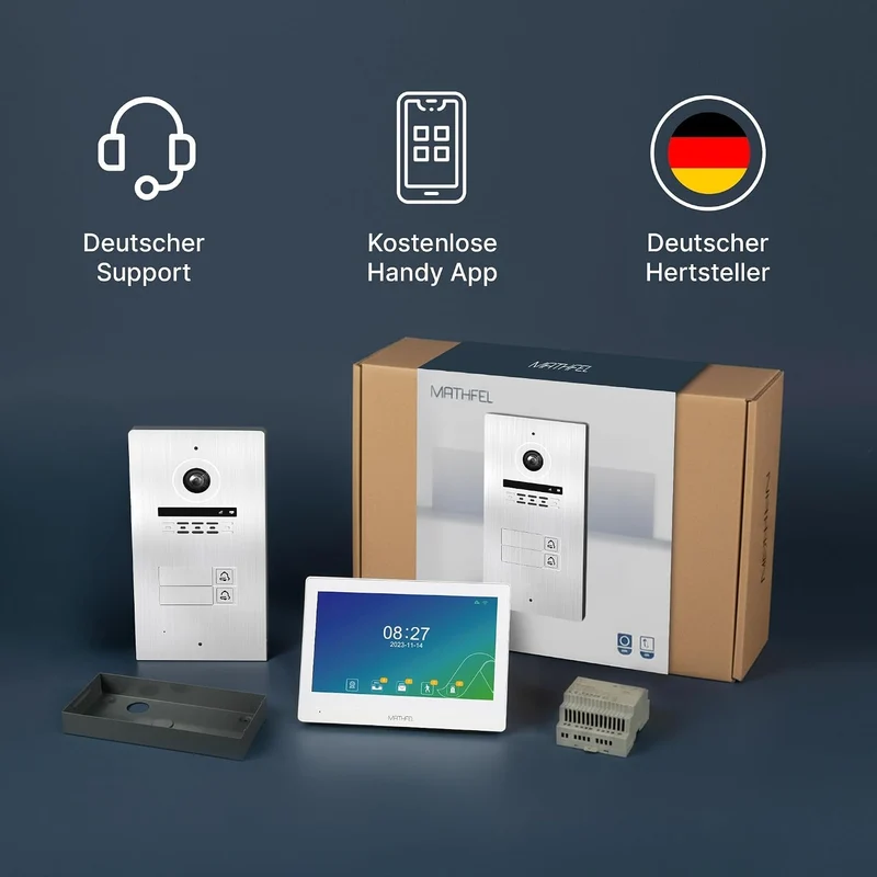 Mathfel 2-Draht Video Türsprechanlage mit RFID – WLAN Monitor, 2MP HD Kamera, 170° Weitwinkel, Türkl