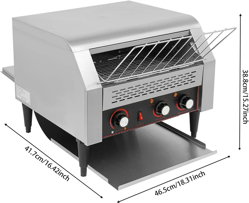 Durchlauftoaster Durchlauf-Toaster Edelstahl Toaster 3 Scheiben, gleichmässiges Toastergebnis, Gastr