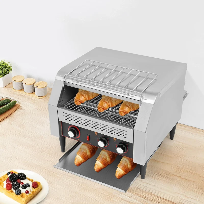 Durchlauftoaster Durchlauf-Toaster Edelstahl Toaster 3 Scheiben, gleichmässiges Toastergebnis, Gastr