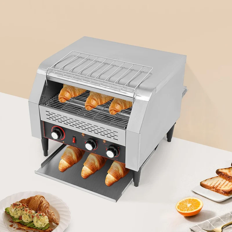 Durchlauftoaster Durchlauf-Toaster Edelstahl Toaster 3 Scheiben, gleichmässiges Toastergebnis, Gastr