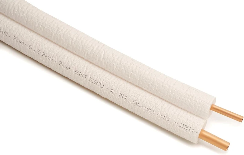 Kältemittelleitung 1/4" + 3/8" 1-25m vorisoliertes Kupfer-Doppelrohr Rolle Kupferrohre Kühlsysteme 9