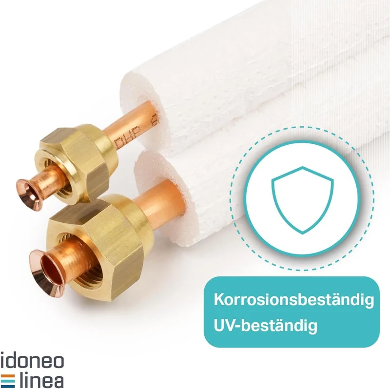 Kältemittelleitung 1/4" + 3/8" 1-25m vorisoliertes Kupfer-Doppelrohr Rolle Kupferrohre Kühlsysteme 9