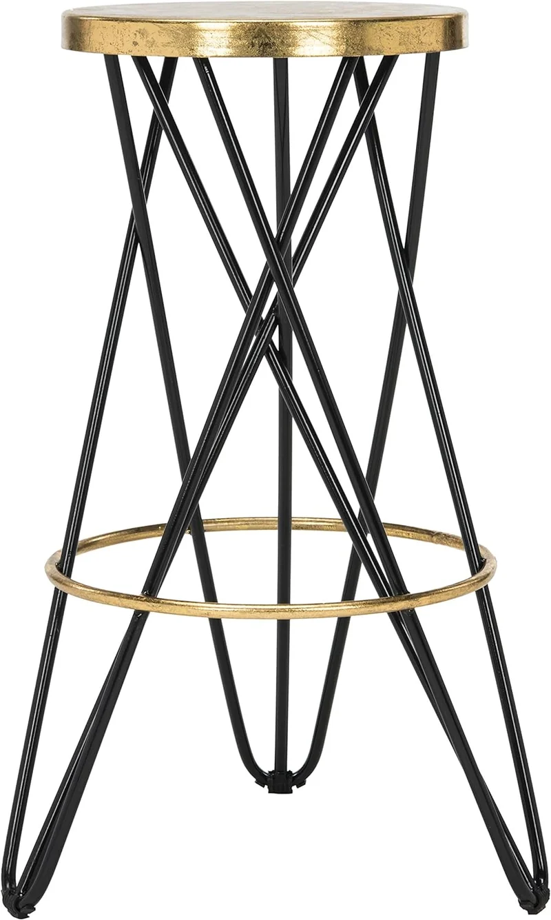 SAFAVIEH Modern Bar & Thekenhocker, Schwarz und Gold Schwarz / Goldfarben, Schwarz / Goldfarben