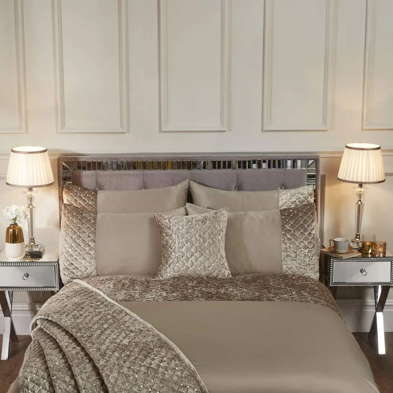 Emma Barclay Glamour Bettwäsche-Set für Doppelbett, Nerz, Polyester, Mink Doppelbett Mink, Doppelbet