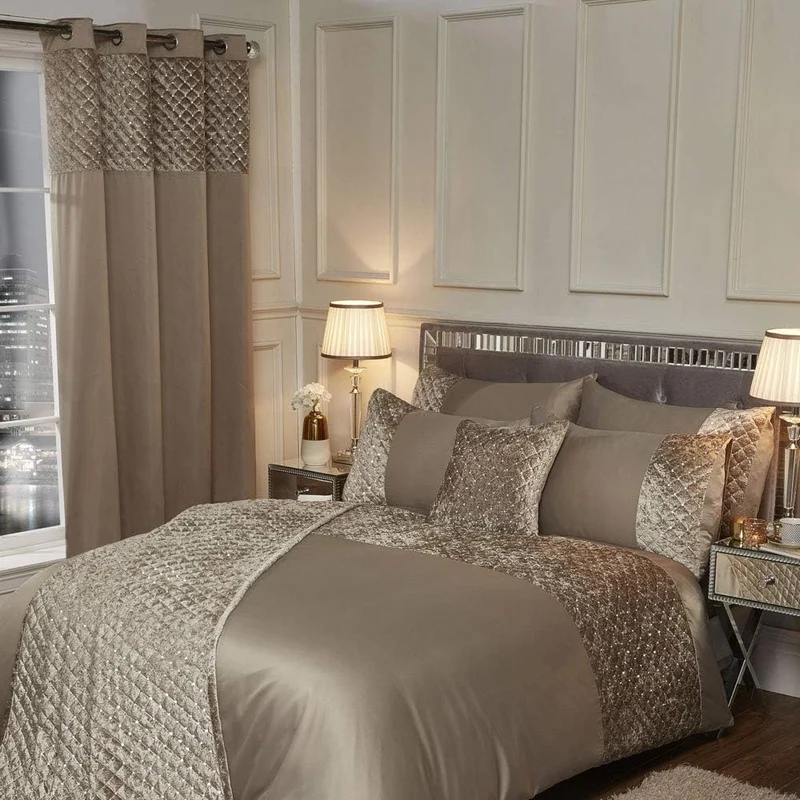 Emma Barclay Glamour Bettwäsche-Set für Doppelbett, Nerz, Polyester, Mink Doppelbett Mink, Doppelbet