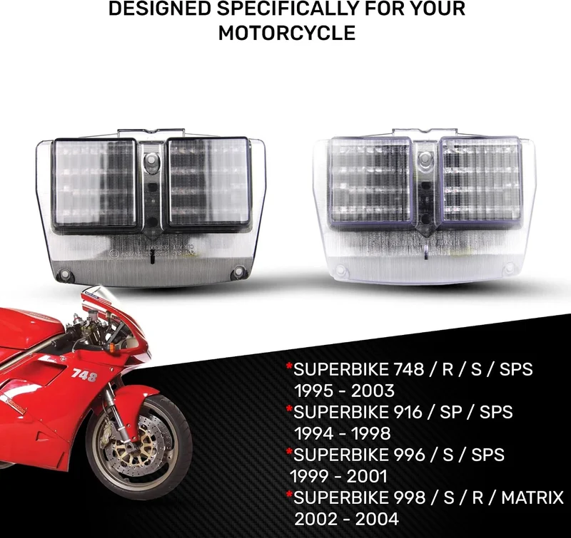 avdb-moto LED-Bremslicht mit integrierten Blinker kompatibel mit Ducati 748, 916, 996, Cagiva Mito (