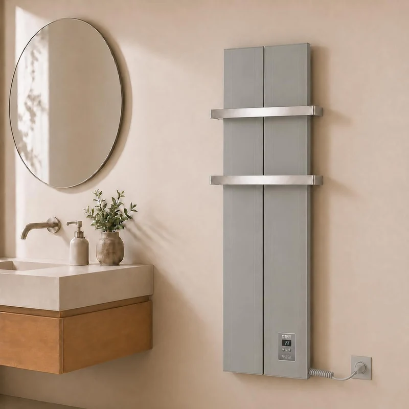 Finesa-D Badheizkörper elektrisch mit Thermostat 1000×408 mm | 700 W – Flacher Paneel Design Handtuc