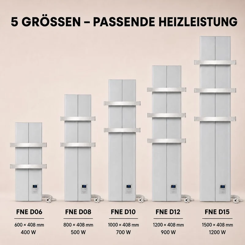 Finesa-D Badheizkörper elektrisch mit Thermostat 1000×408 mm | 700 W – Flacher Paneel Design Handtuc
