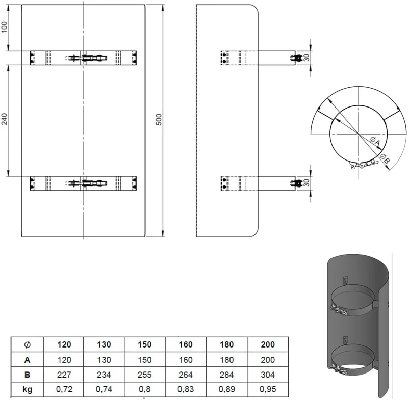 Ø 120 mm Ofenrohr Strahlungsschutz - 50 cm - schwarz 120 mm 50 Cm Schwarz, 120 mm 50 Cm Schwarz
