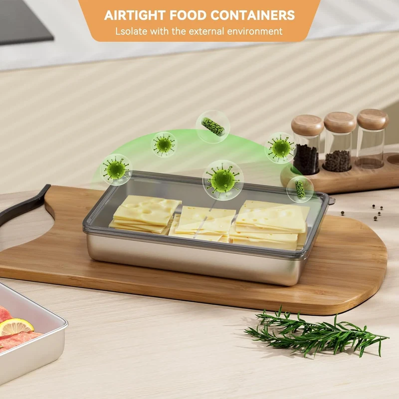 Set mit 3 Aufschnittboxen für Kühlschrank,Wurst Aufbewahrung Kühlschrank,Aufschnittbox,Kühlschrank O