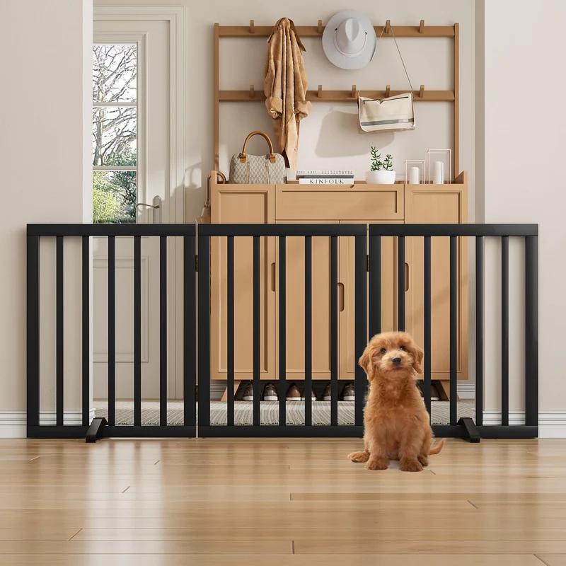 Freistehendes Hundegitter, Faltbares Hundebarriere für Tür,Treppen,Flur,Küche & Schlafzimmer, Freist