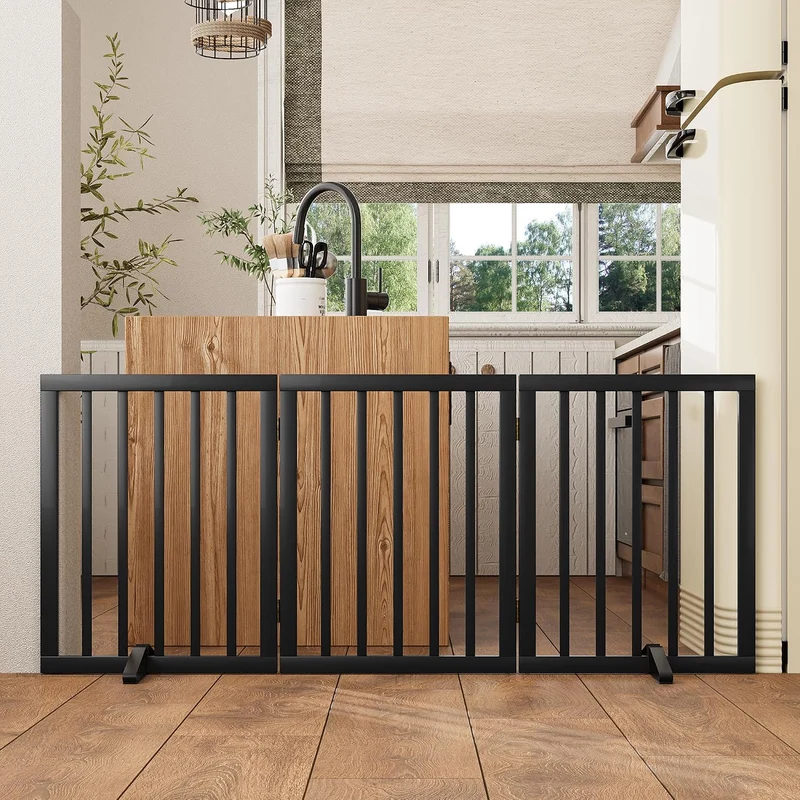 Freistehendes Hundegitter, Faltbares Hundebarriere für Tür,Treppen,Flur,Küche & Schlafzimmer, Freist
