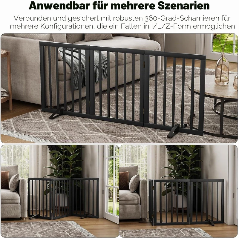 Freistehendes Hundegitter, Faltbares Hundebarriere für Tür,Treppen,Flur,Küche & Schlafzimmer, Freist