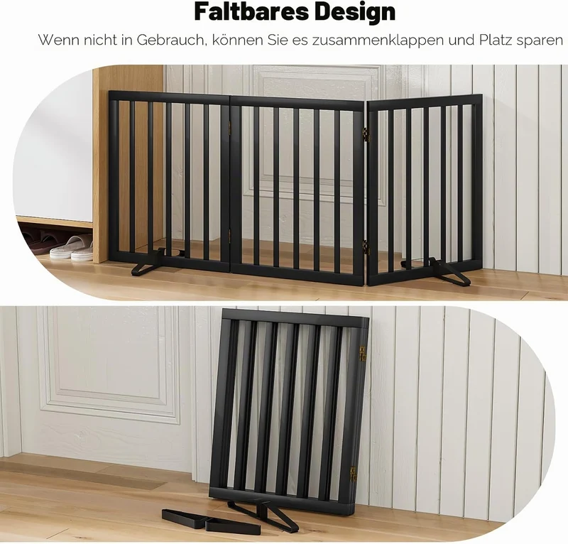 Freistehendes Hundegitter, Faltbares Hundebarriere für Tür,Treppen,Flur,Küche & Schlafzimmer, Freist