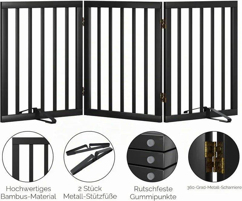 Freistehendes Hundegitter, Faltbares Hundebarriere für Tür,Treppen,Flur,Küche & Schlafzimmer, Freist