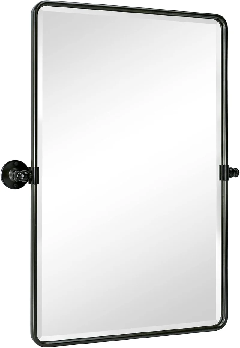 TEHOME 50,8 x 76,2 cm Pivot Rechteck Badezimmerspiegel Öl eingerieben Bronze Metall gerahmt Kippen a