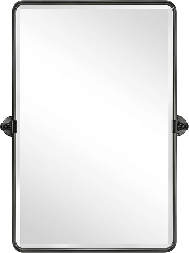 TEHOME 50,8 x 76,2 cm Pivot Rechteck Badezimmerspiegel Öl eingerieben Bronze Metall gerahmt Kippen a