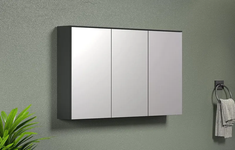 trendteam smart living - Synnax - Spiegelschrank - Anthrazit - moderner Badezimmerspiegel 3-türig -