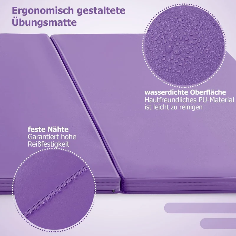 GOPLUS Turnmatte klappbar, 300×117×5cm Weichbodenmatte mit 2 Tragegriffen & Klettverschlüssen, Gymna