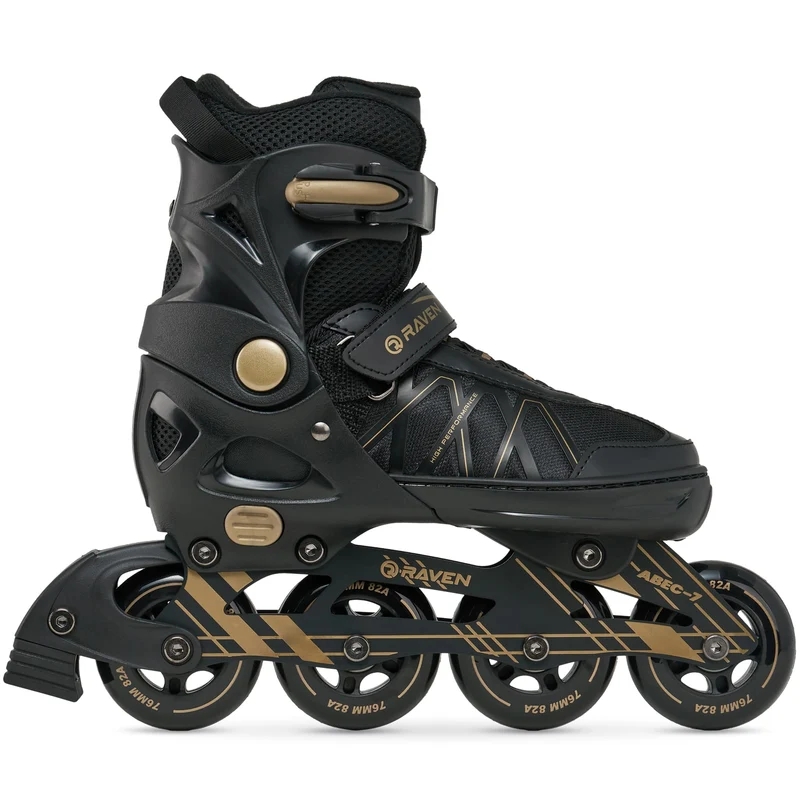 RAVEN Expert Inline Skates Inliner für Kinder und Erwachsene verstellbar 37-40 (23,5-26cm) Gold, 37-
