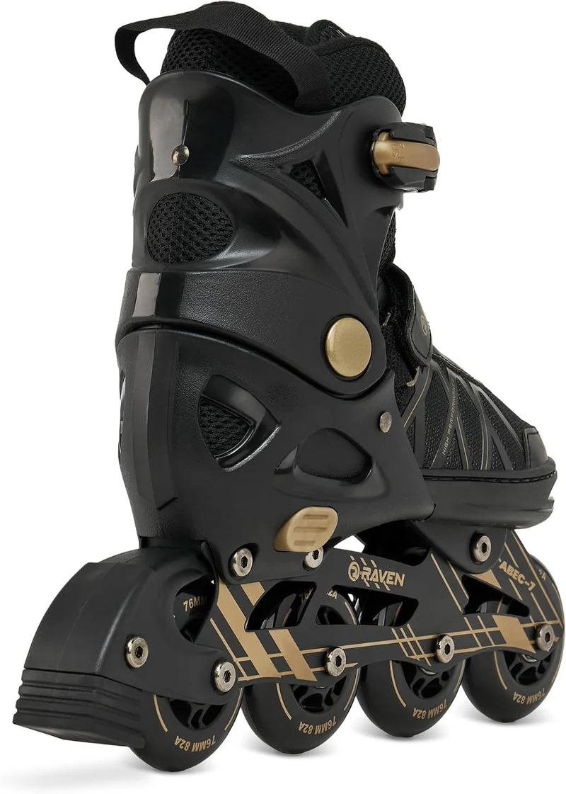 RAVEN Expert Inline Skates Inliner für Kinder und Erwachsene verstellbar 37-40 (23,5-26cm) Gold, 37-