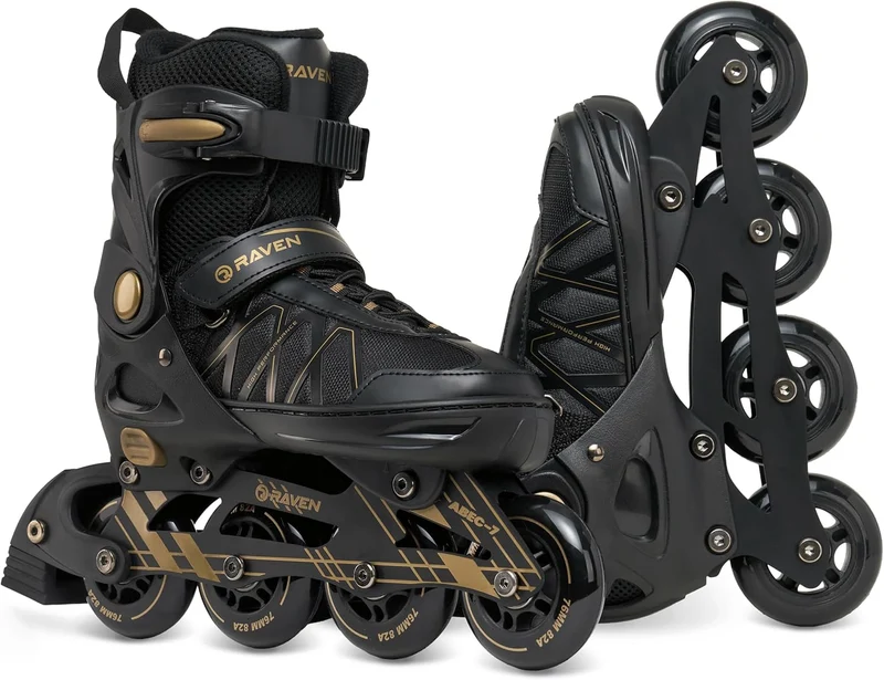 RAVEN Expert Inline Skates Inliner für Kinder und Erwachsene verstellbar 37-40 (23,5-26cm) Gold, 37-