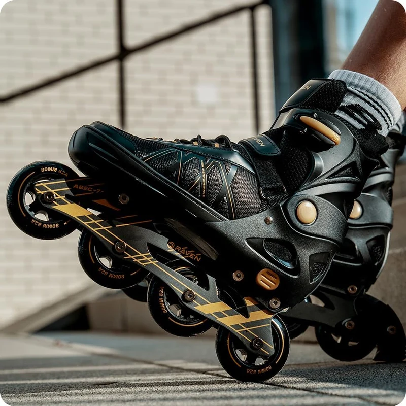 RAVEN Expert Inline Skates Inliner für Kinder und Erwachsene verstellbar 37-40 (23,5-26cm) Gold, 37-