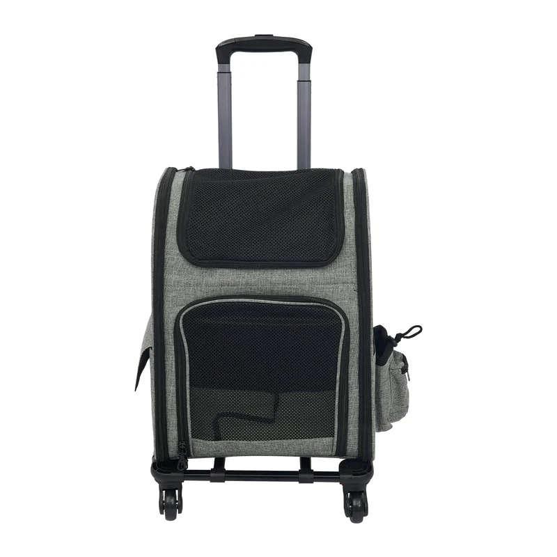 2 in1 Faltbarer Hunderucksack mit Rollen und Trolley Funktion, bis 15kg, erweiterbarer Katzenrucksac