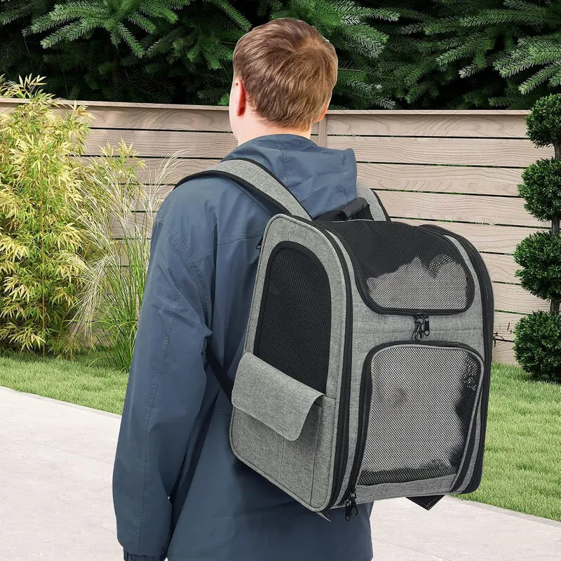 2 in1 Faltbarer Hunderucksack mit Rollen und Trolley Funktion, bis 15kg, erweiterbarer Katzenrucksac