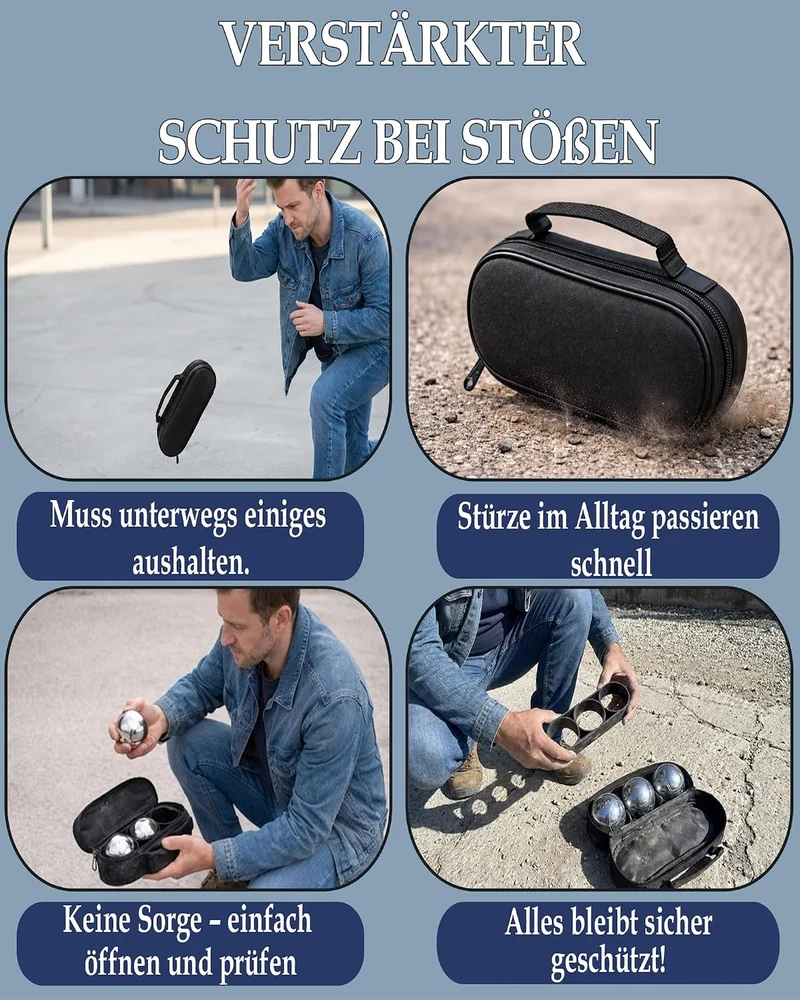 Tasche für Boccia-Kugel für 3 Kugeln – Wischtuch, Trennwand – stabile Tragetasche – Zubehör für Bocc