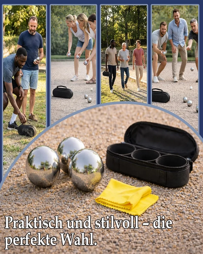 Tasche für Boccia-Kugel für 3 Kugeln – Wischtuch, Trennwand – stabile Tragetasche – Zubehör für Bocc
