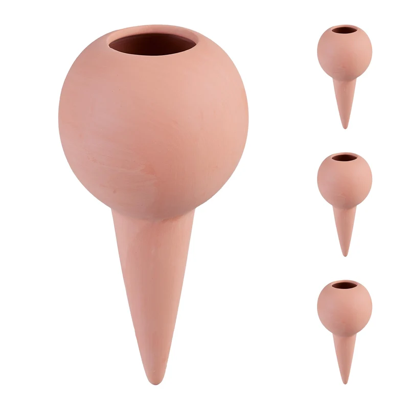Relaxdays Tonkegel Bewässerung, Giesskegel 4er Set, 1,5 Liter PET-Flaschen, für Zimmerpflanzen & Bal