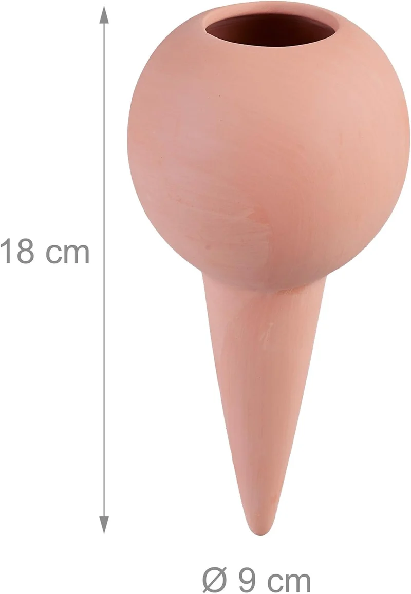 Relaxdays Tonkegel Bewässerung, Giesskegel 4er Set, 1,5 Liter PET-Flaschen, für Zimmerpflanzen & Bal