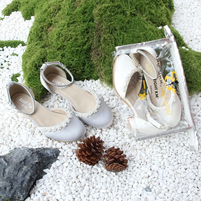 EIGHT KM - Mädchen High Heel Kleid Schuhe - Glattes Seidenperle - Prinzessin Hochzeit Schuhe Party P