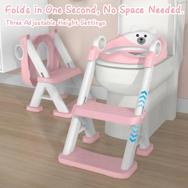 Toilettensitz Kinder mit Treppe, 2-in-1 Kinder Toilettensitz ür ab Kleinkinder Jungen und Mädchen, U