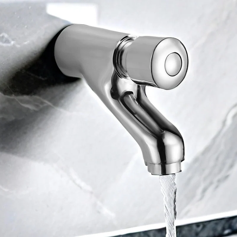 Wandmontierte Waschbeckenarmaturen, Badezimmer-Waschtischarmatur mit selbstschliessendem Druckhebel,