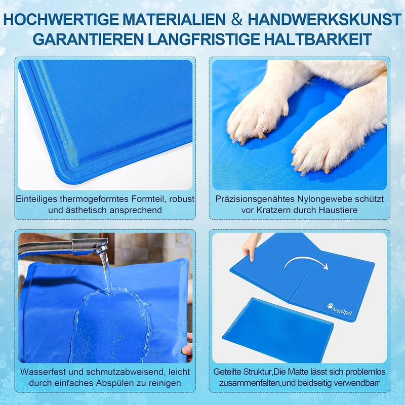 Angelpet Kühlmatte Hund, L 90x50cm – Ungiftige Selbstkühlende Gelmatte Bett, Langlebige wasserdichte