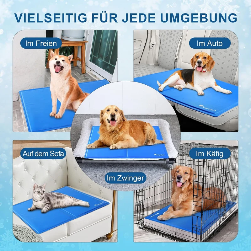 Angelpet Kühlmatte Hund, L 90x50cm – Ungiftige Selbstkühlende Gelmatte Bett, Langlebige wasserdichte