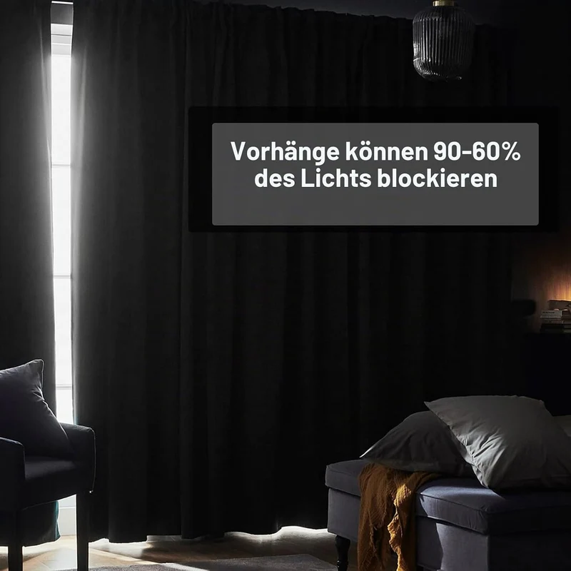 JIUZHEN Blickdicht Vorhänge Gardinen Ösenvorhang für Schlafzimmer Wohnzimmer, Kurz Verdunkelungsvorh