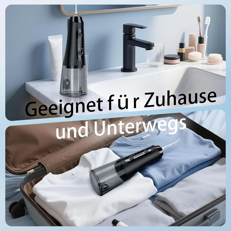 Munddusche Testsieger 2026, 320ML Wassertank IPX7 Wasserdicht, 5 Multifunktionale Jet-Tipps und 4 Mo