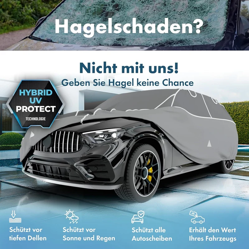 WALSER Premium Hagelschutz Abdeckplane Auto, Auszeichnung Sehr Gut* Hagelschutzplane, TÜV geprüfte*