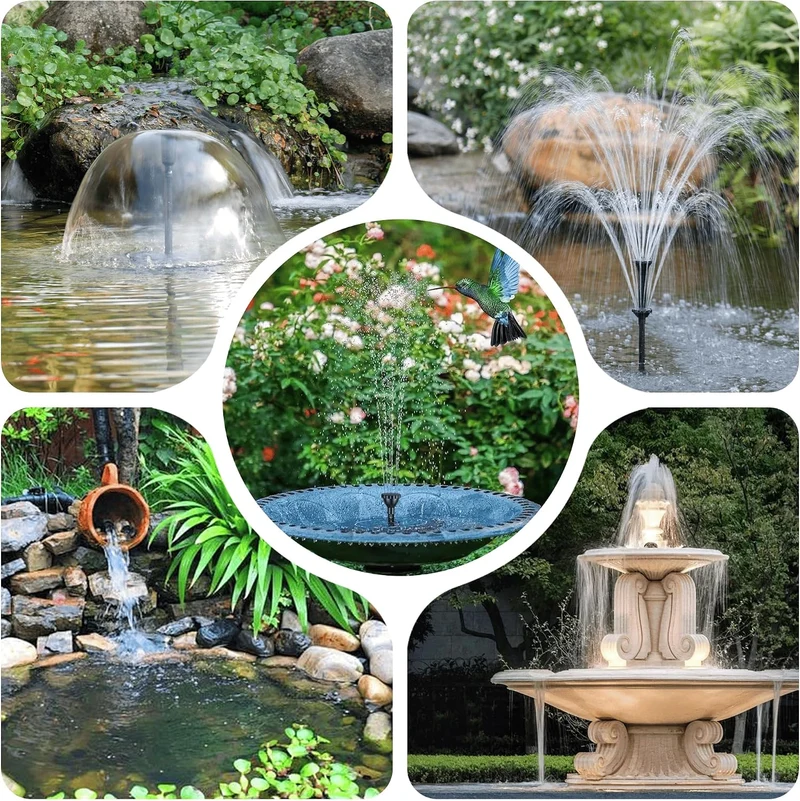 Biling 50W Solarbrunnen für Draussen mit 3 Düsen, 2100L/H Solar Springbrunnen für Aussen Grosse Gart