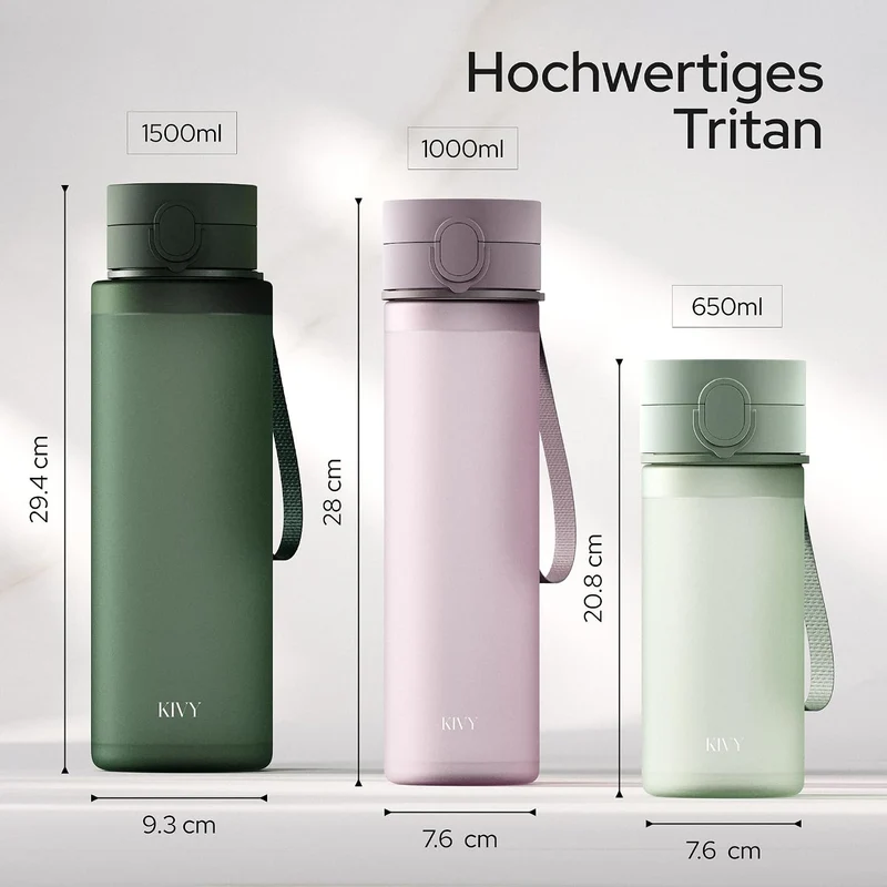 KIVY Trinkflasche 650ml [BPA FREI] Auslaufsicher & Spülmaschinenfest - Wasserflasche für Kinder & Er