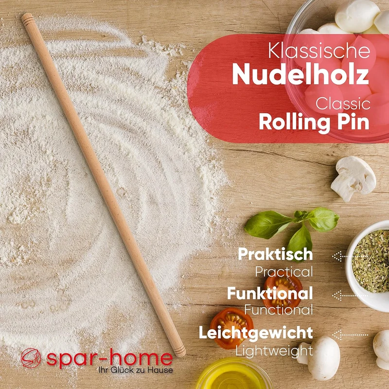 Türkisches Nudelholz - Traditionelle Teigroller aus Buchenholz Handgemachte Teigrolle aus Holz Oklav