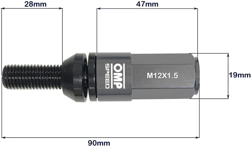 Omp Speed Schraubenset Performance mit Aluminiumschutz M12X1.5 Hex 17-19, L 28 mm, Aluminium 7075+DI