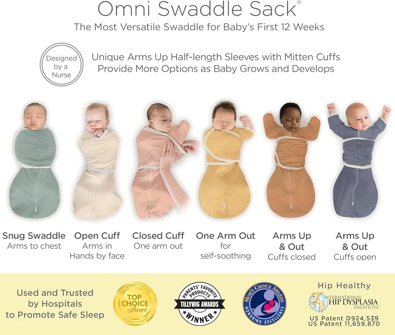 SwaddleDesigns Unisex Baby Omni 6-Wege Omni (1er Pack) Small (2.7-6.4 kg) Meliertes Haferflocken, Sm