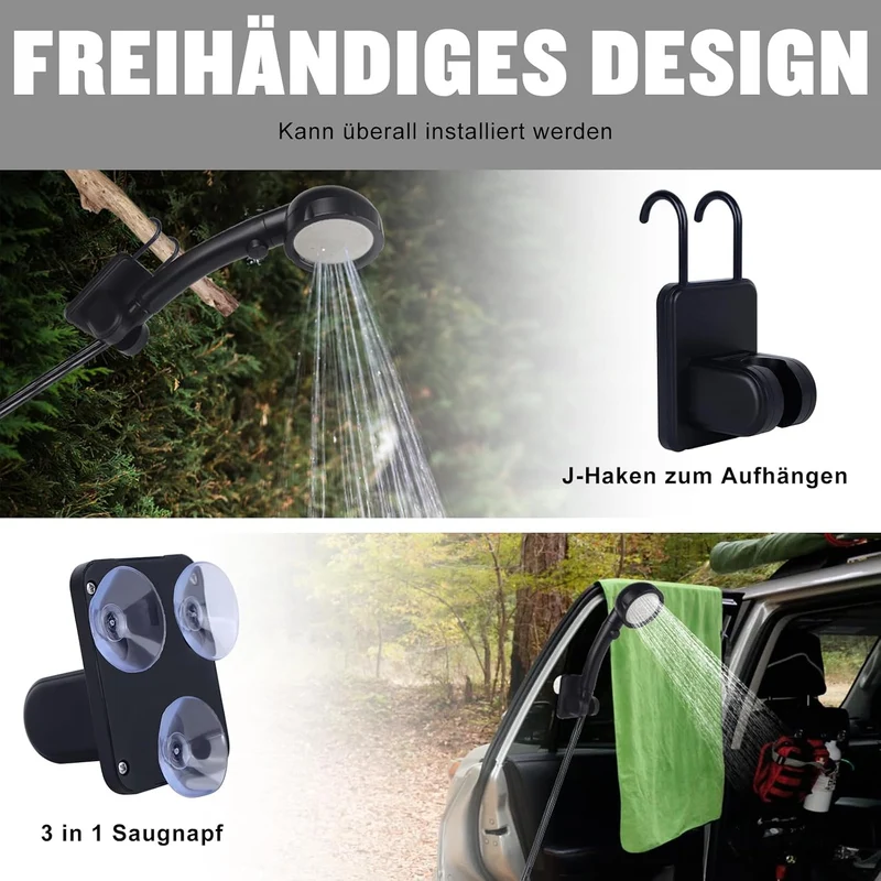 Spopal Campingdusche Tragbare, [6000mAh] Camping Dusche mit mit Pumpe und Temperaturanzeige, Camping