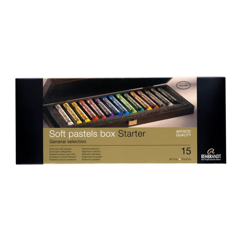 Rembrandt Professionelles Weiche Pastelle Set im luxuriösen Holzkasten | Allgemeine Farbauswahl | 15